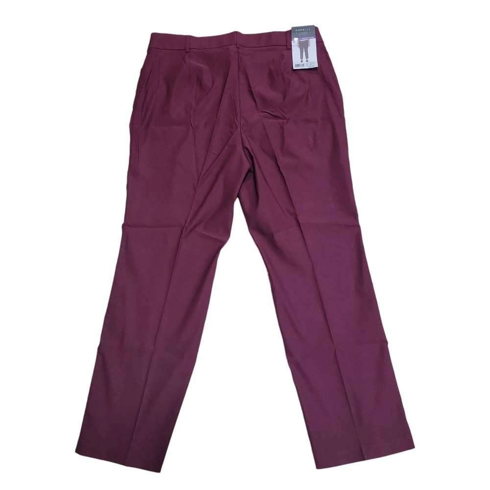 Rafaella Womens Pull-On Stretch Ankle Pant Size 14 Windsor Wine Slim Straight